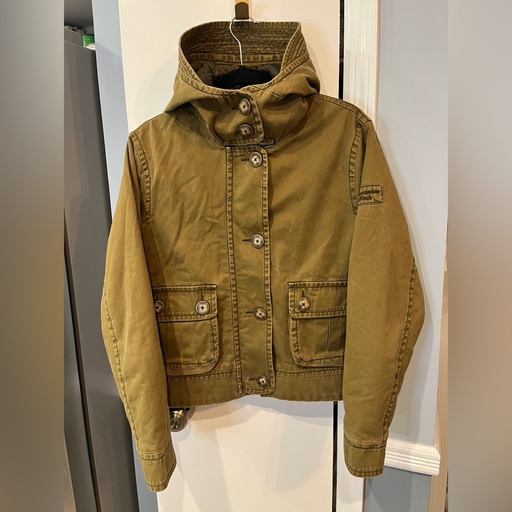 Y2K Abercrombie & Fitch Khaki Hooded Utility Women’s Jacket